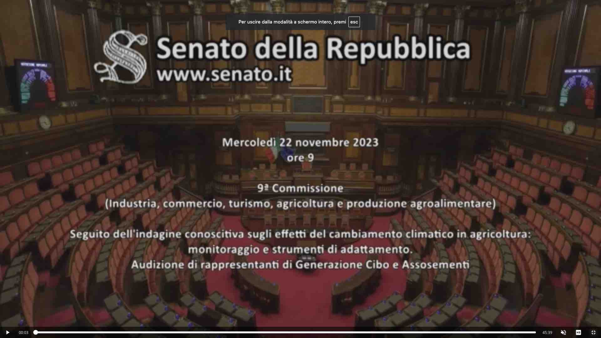 Le proposte di Generazione Cibo in Parlamento: Audizione in Senato sugli effetti del cambiamento climatico